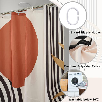 Uiiooazy Abstract Boho Shower Curtain, Mid Century Modern Minimaliste Terracotta Bath Curtain Mildew and Mould Resistant Waterproof Polyester Fabric