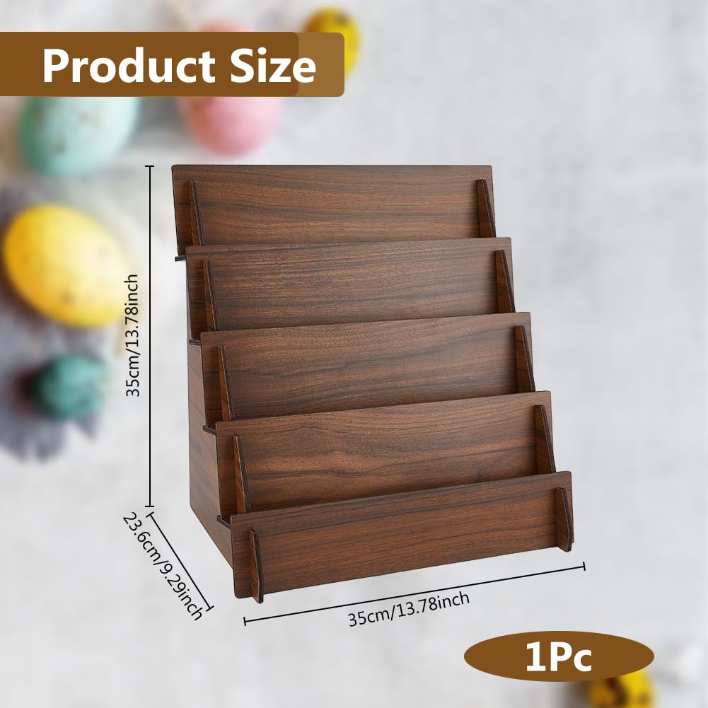 DICOSMETIC 4-Tier Greeting Card Display Stand Wooden Sticker Display Stand Card Stands 35x23.6x35cm Jewelry Organizer Holder Brown Earring Display