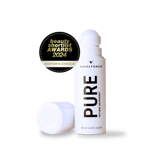 PURE Natural Deodorant for Men Without Aluminium - Roll-On Deodorant with 24h Protection Free from Aluminium and Parabens - 100% Natural XXL Size 90ml