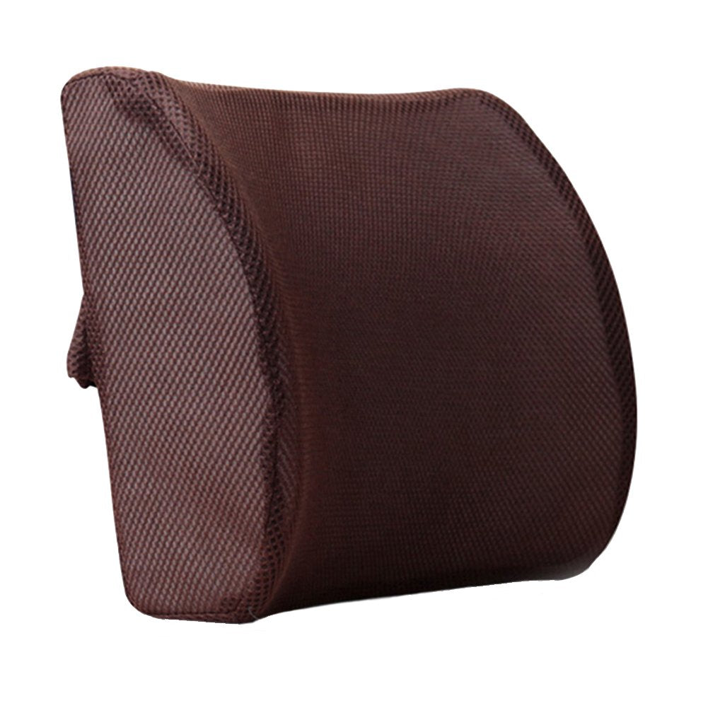 HomDSim Memory Foam Lumbar Cushion Lower Back Support Pillow Posture Correcting Car Seat Home Office Chair (Brown)