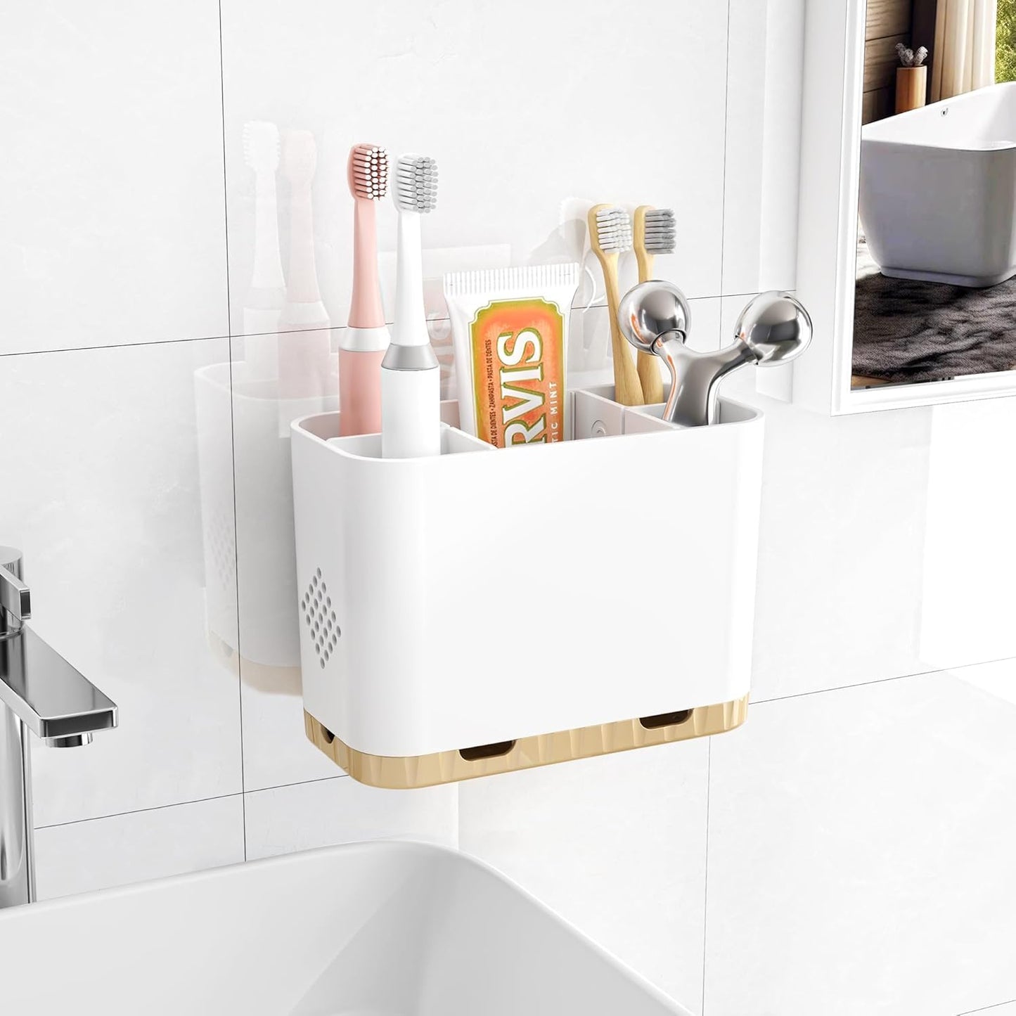 5 Slots Detachable Toothbrush Holder Set - for Bathroom Countertop