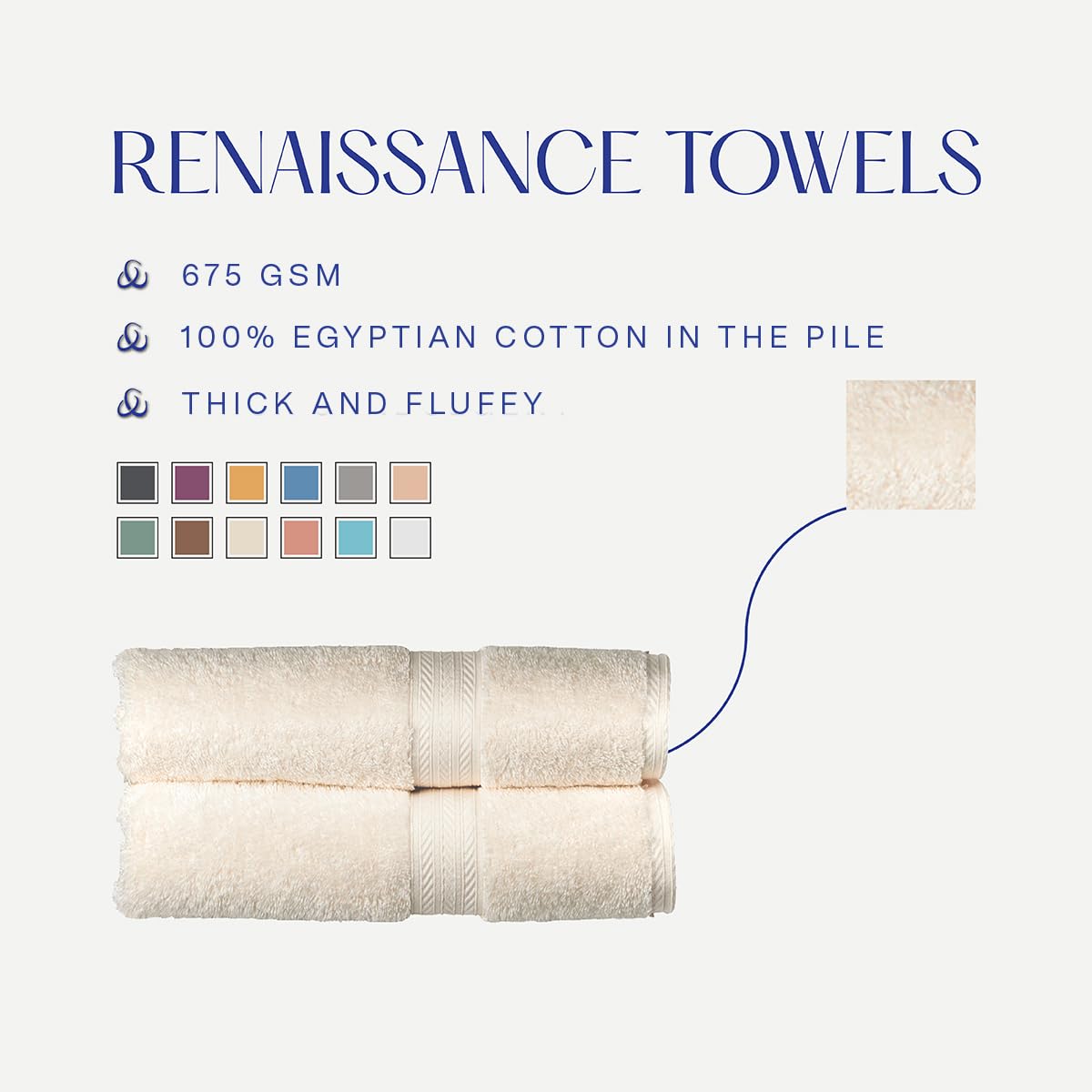 Christy Renaissance 6 Piece Towel Set | Parchment Off-White | 100% Egyptian Cotton Pile | Luxuriously Soft and Super Absorbent | 675 GSM