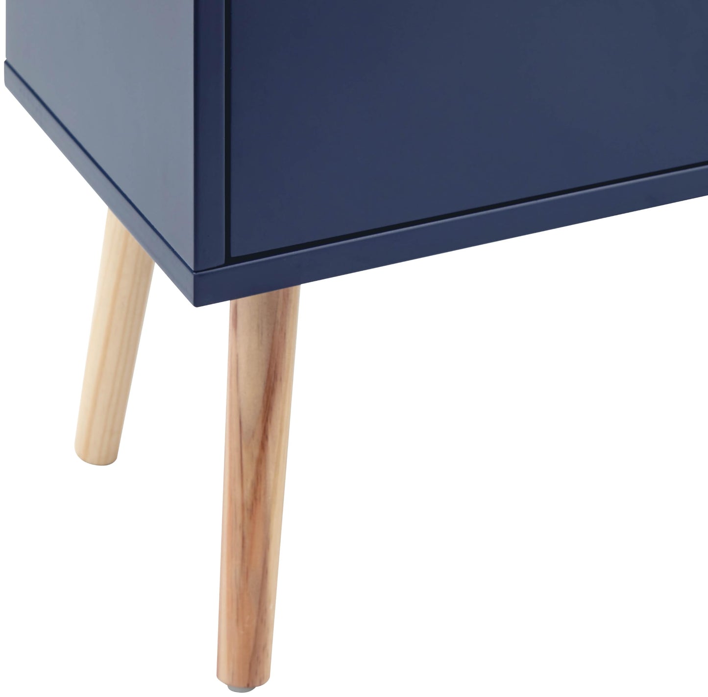 GFW Nyborg 2+2 Drawer Chest of Drawers, Blue Scandi Bedroom Storage Unit with Wooden Legs and Cut-Out Handles