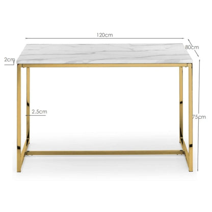 Julian Bowen Scala Dining Table, Marble Effect & Gold -H75.5 x W120 x D80cm