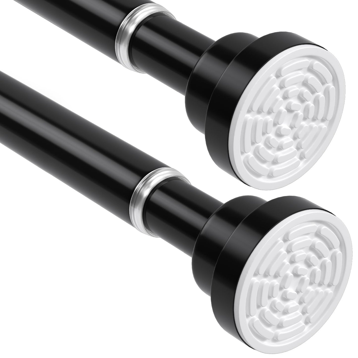 2PCS WEIXINHAI Shower Curtain Pole,Extendable Curtain Poles 79-195 Cm,Shower Poles Extendable No Drill,Shower Curtain Rail Non-Slip,Black Shower Pole