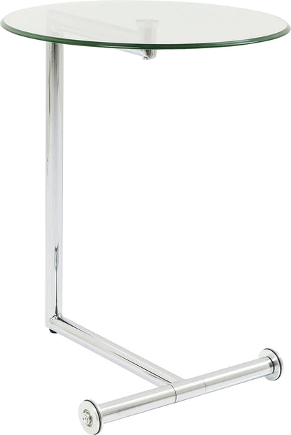 Kare Design Side Table Easy Living Clear, Silver, Steel Chromed, Safety Glass, Coffee Table, Table for Living Room, bedroom, hallway, 63x46x46 cm
