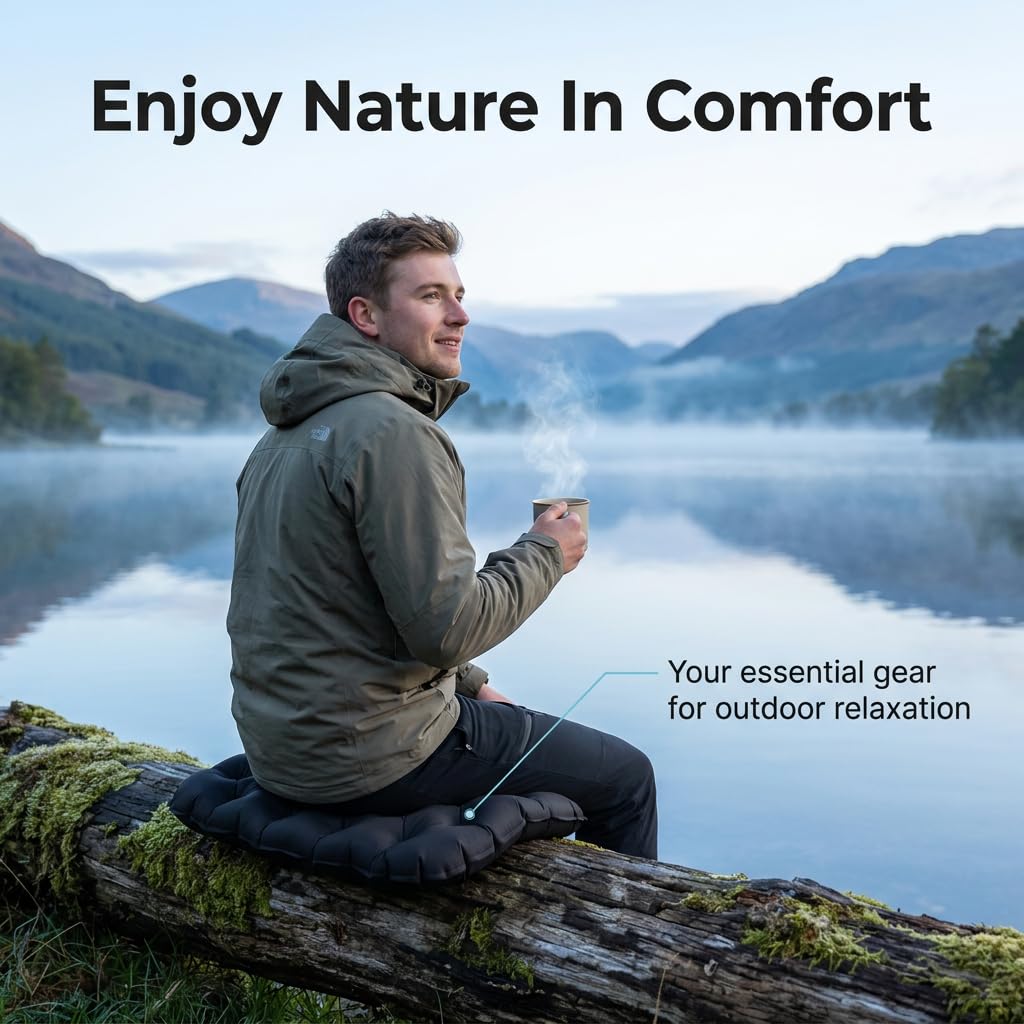 Inflatable Seat Cushion, Portable Air Seat Pad for Travel and Camping