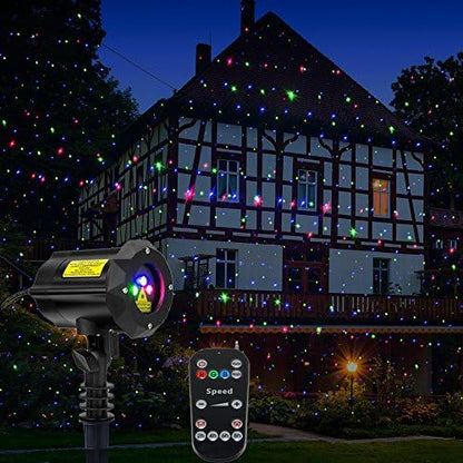 Poeland Garden Lights Star Christmas Projector Moving Firefly Lighting LEDs Color Blue Green Red