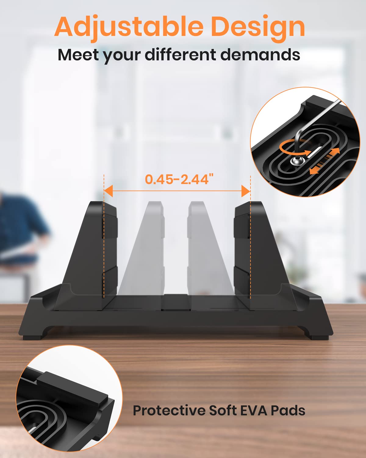 3 in 1 Vertical Laptop Stand - Klearlook Adjustable ABS Notebook Dock,Space-saving Desktop Laptop Holder Compatible