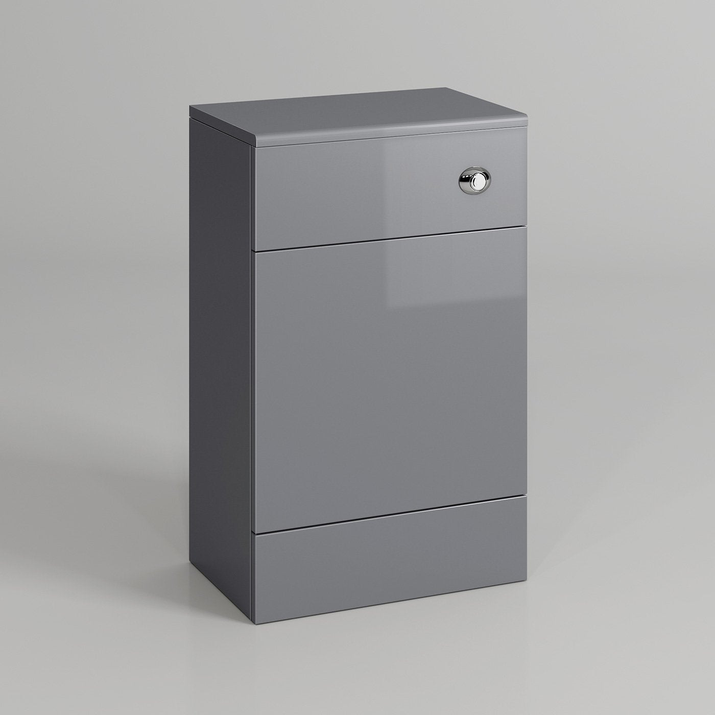 iBathUK 500mm Gloss Grey White Harper Back to Wall Toilet Cupboard Unit- Grey (Flat Pack)
