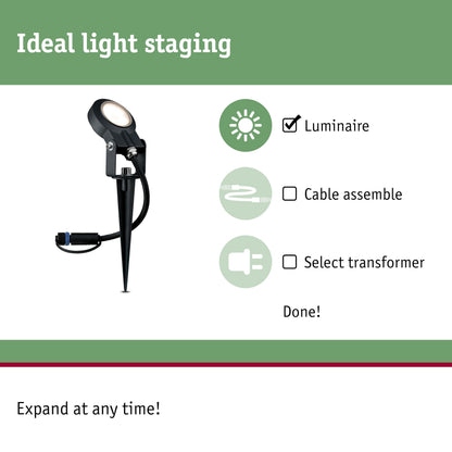 Outd Plug & Shine Spotlight Sting IP67 520lm 3000K 6W 24V Anthracite alu