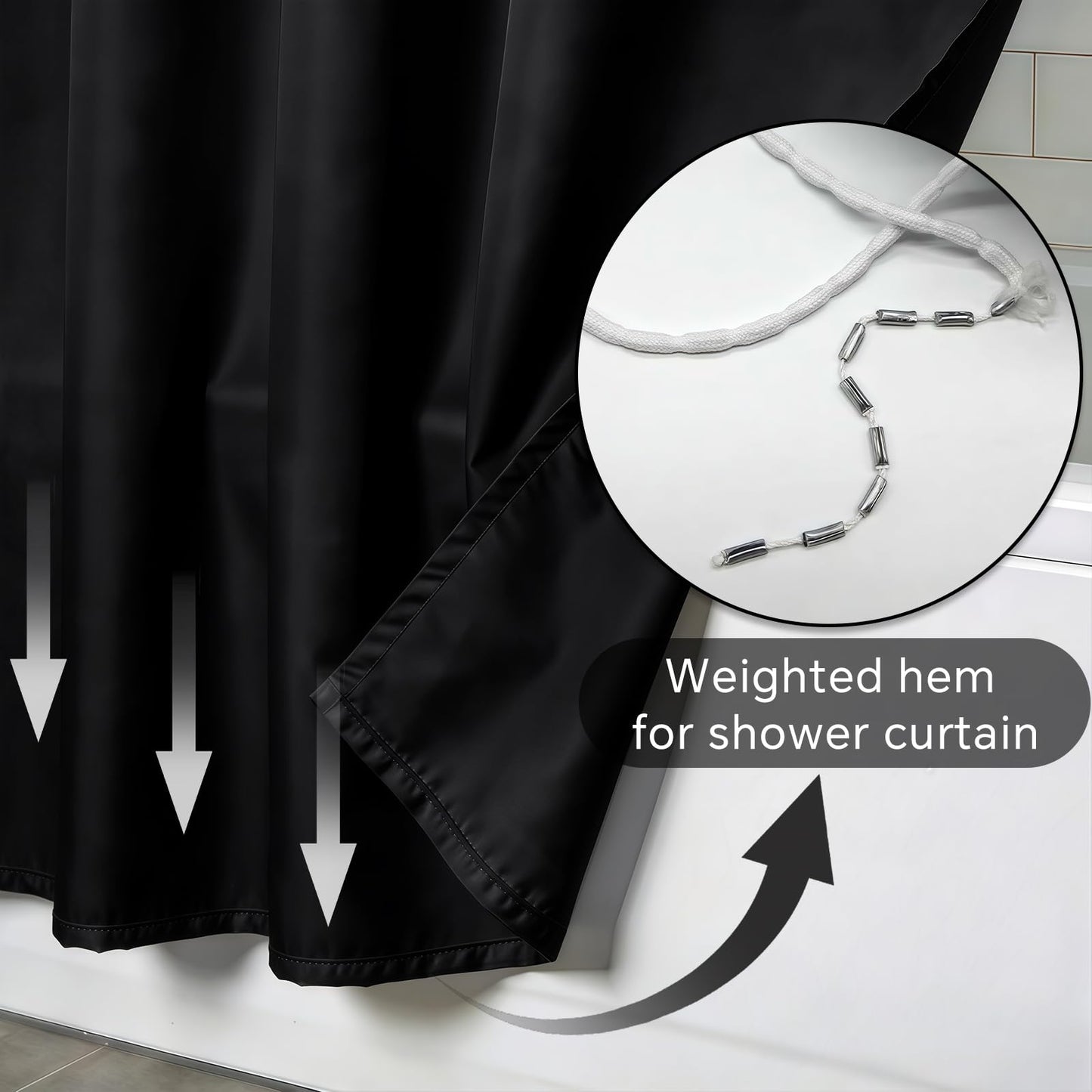 FAIRYGATE Shower Curtain Anti Mould Waterproof Bath Curtains Mildew Resistant Bathroom Plain Colors Bathtub Curtains for Bath Tub Shower Stall 180 x