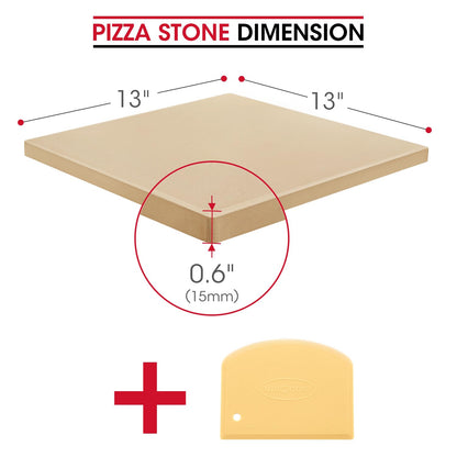 Unicook Square Pizza Stone 33cm, Heavy Duty Ceramic Baking Stone for Oven, BBQ and Grill, Ideal for Making Crisp Crust Pizza, Bread, Cookies and More,