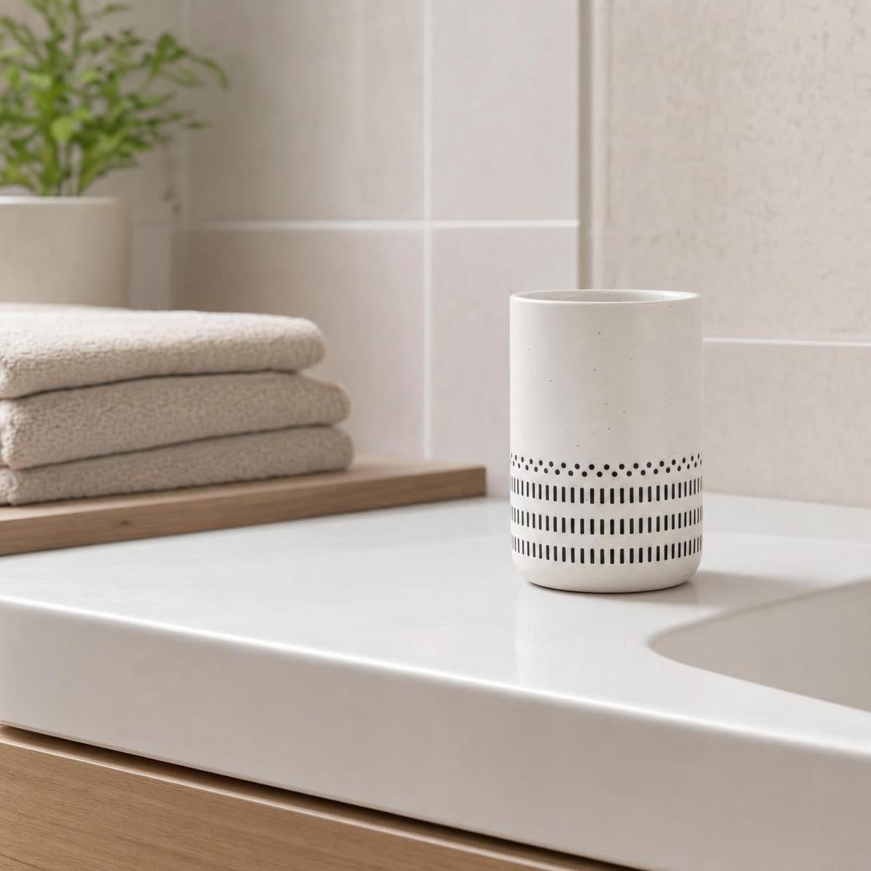 Kleine Wolke Alva toothbrush holder, accessories, colour: black and white, material: stoneware