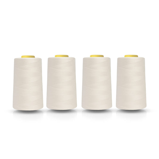 Realm Overlocking Sewing Machine Polyester Thread x Four 5000 Yards Cones White Black Natural Navy Red Grey (Cream)