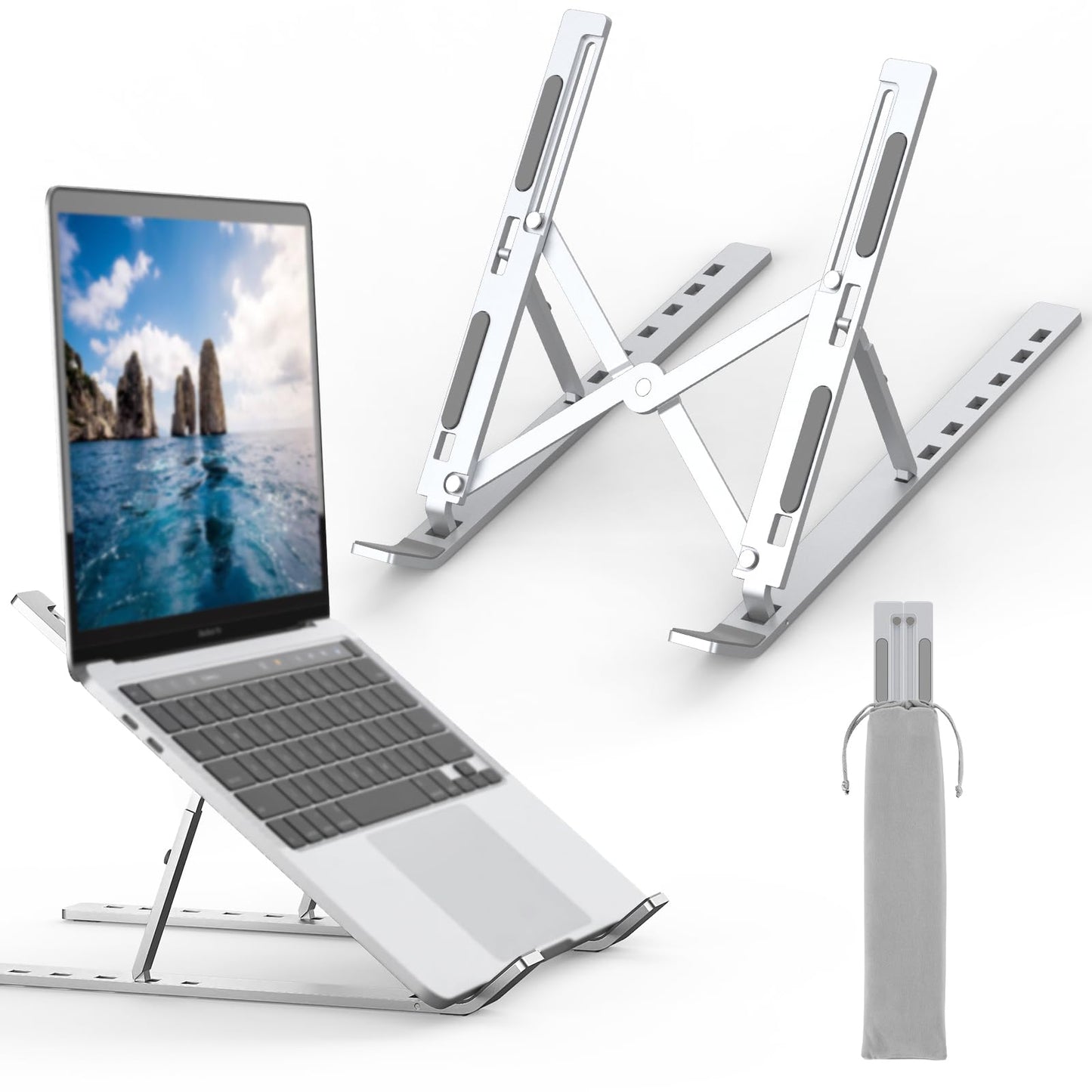 GRIFEMA Laptop Stand for Desk, Aluminum Laptop Riser 7-Angle Adjustable