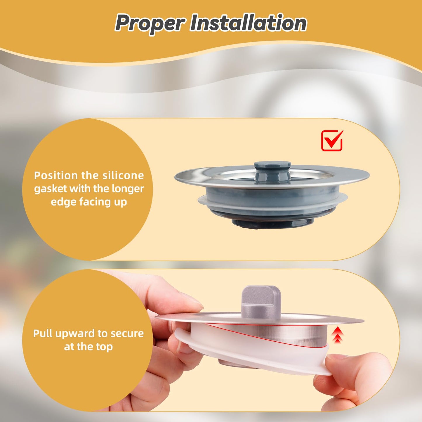 Hibbent Silicone Kitchen Sink Drain Gasket - Standard Size (1 Pack)