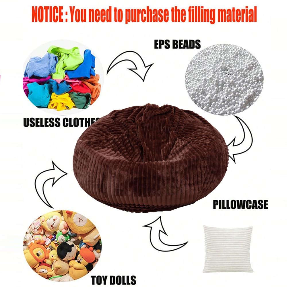 Bestenrose without Filler Bean Bag Cover Stuffed Storage Sofa Chair Cover