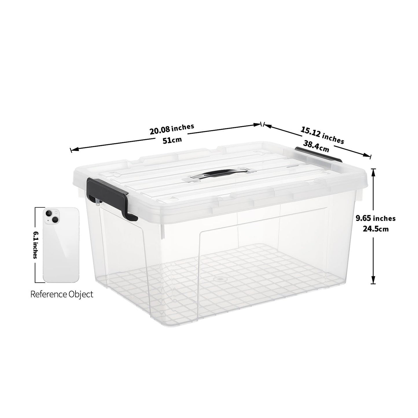 Cetomo 35L*3 Storage Boxes, Carry Plastic Storage Box with Lids, Clear Organizing Container with Handle and Secure Latches