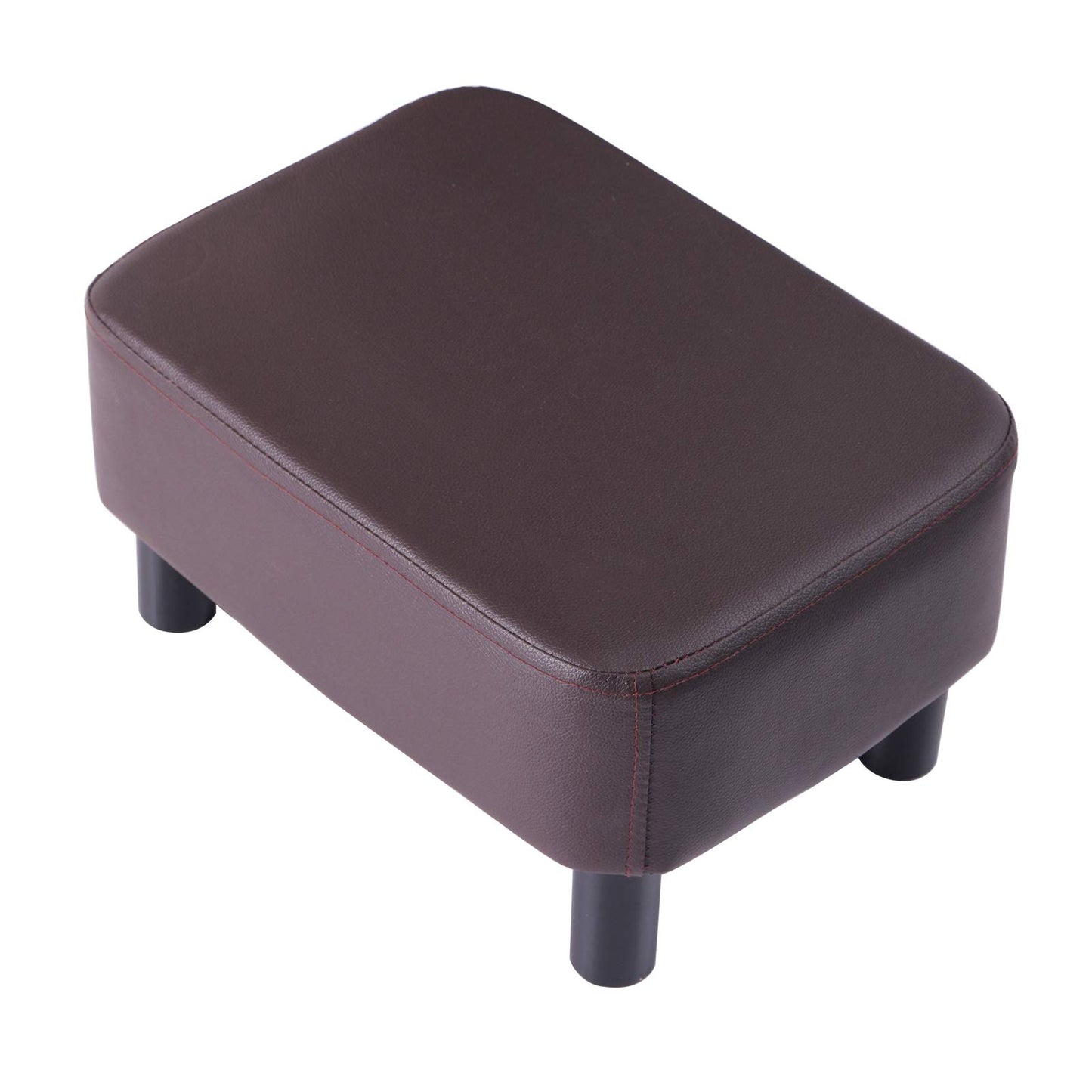 IBUYKE 16.54" Small Footstool PU Leather Ottoman Footrest Modern Home Living Room Bedroom Rectangular Stool, with Padded Seat Pine Wood Legs
