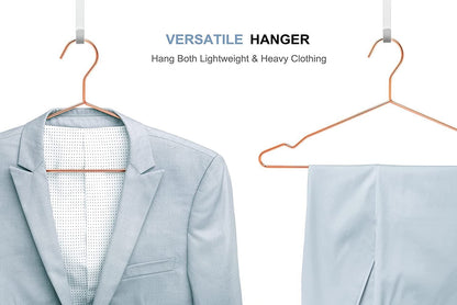 Amber Home 20pcs Shiny Metal Coat Hangers, Iron Shirt Hangers, Copper