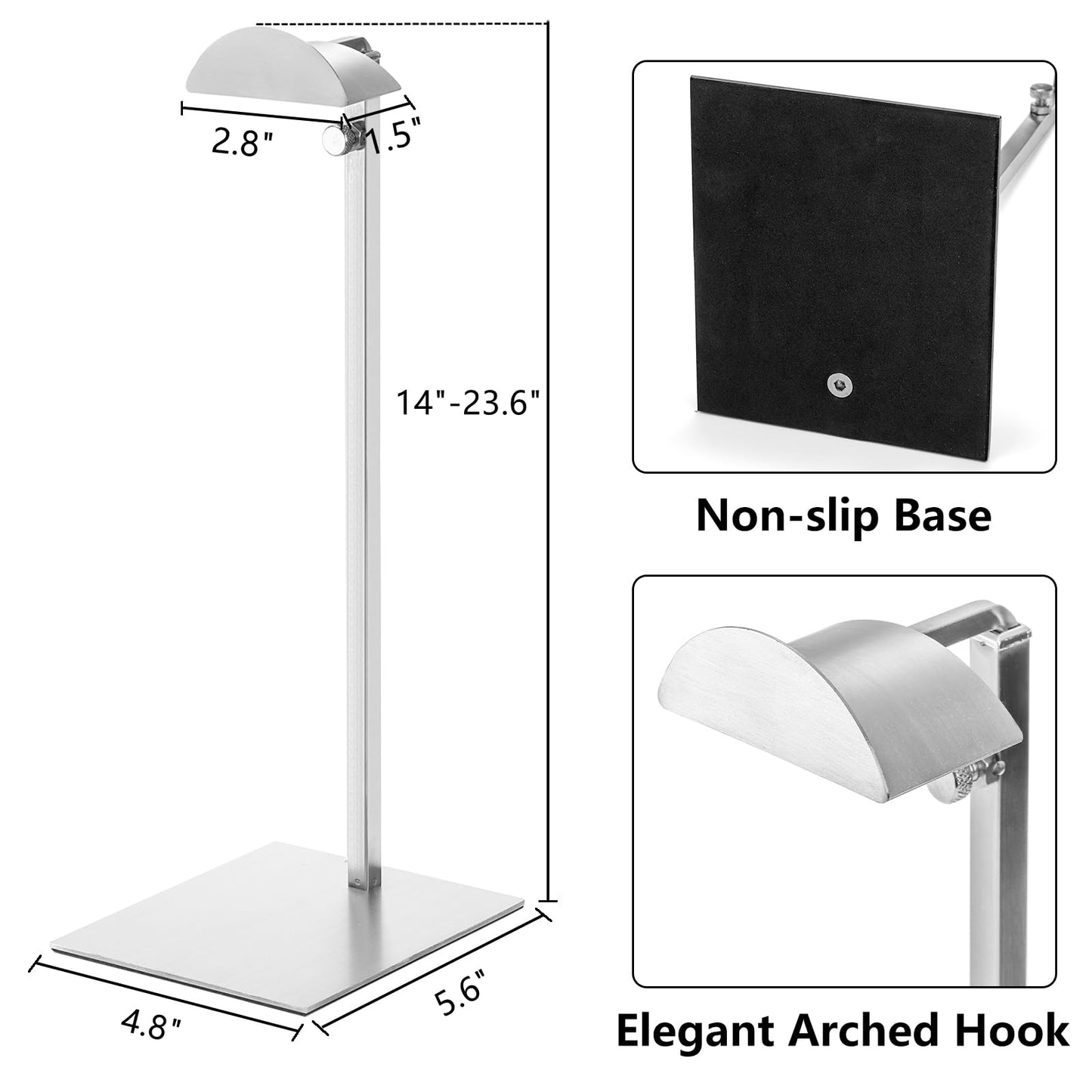 Hacaroa 3 Pack Purse Display Stand Stainless Steel, Adjustable Height Metal Handbag Holder Single Bag Jewelry Display Rack for Home, Boutique Store