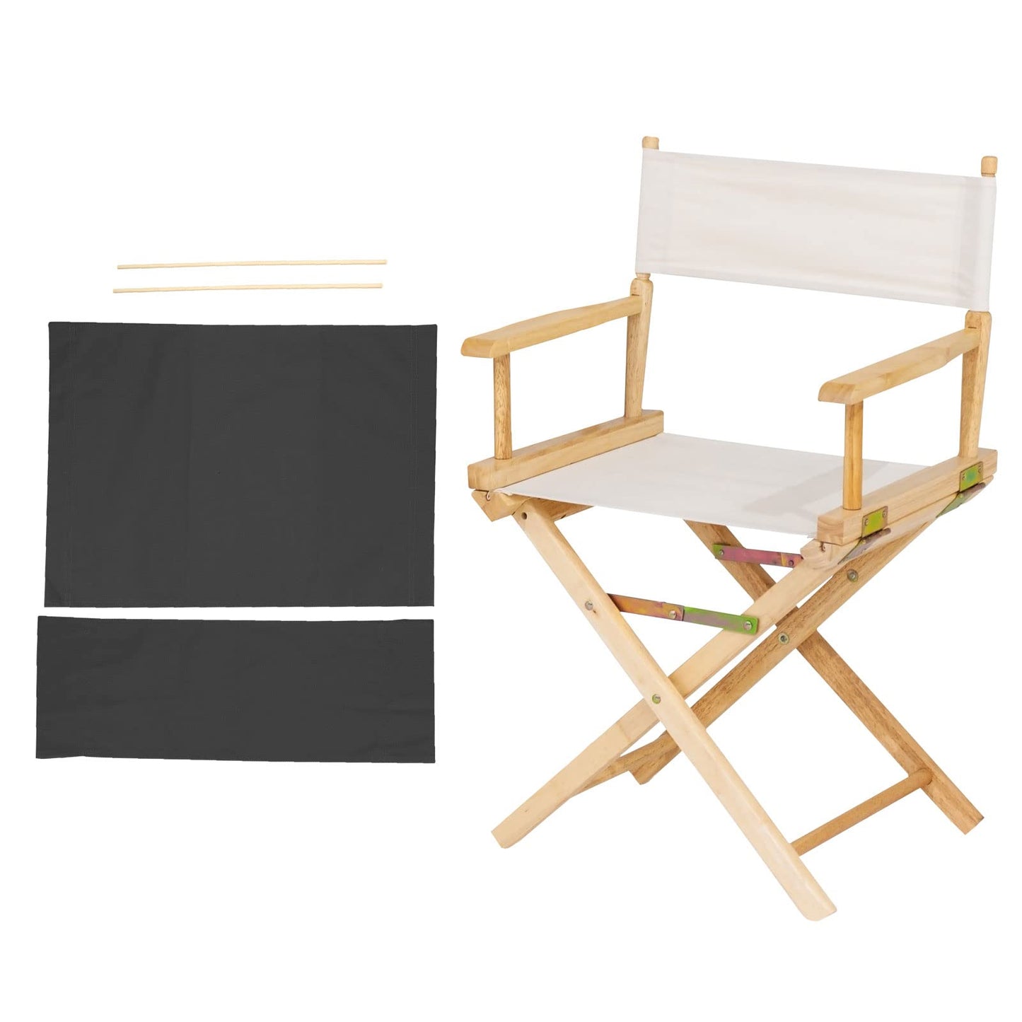 PATIKIL Director Chair Accessories Set, Makeup Artist Chair Canvas Replacement Kit with 2 Round Sticks, Black