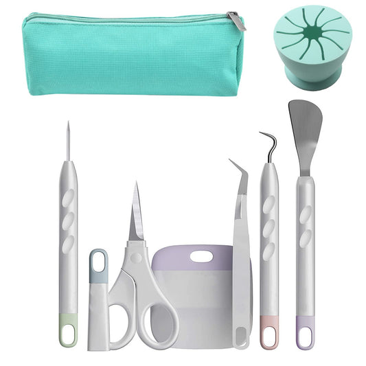 Vinyl Weeding Tools 8 Pcs Basic Craft Weeder Tool Set with Scrap Collector and Storage Bag Cardstock Crafting Tools Kit for Weeding, Silhouette,HTV,