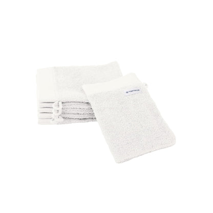 Herding Tom Tailor Wash Mitts Set of 6 16 x 21 cm 100% Cotton Terry Cloth with Hanger and Label with Logo, Colour Bath Towel White Crisp White