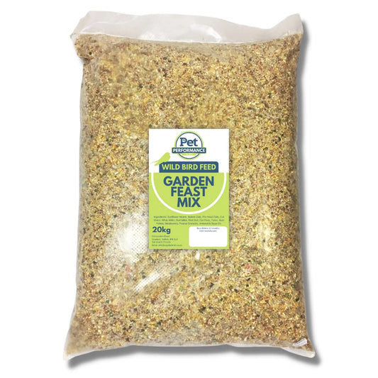 Pet Performance Garden Feast Wild Bird Seed Mix 20kg - All Year Round Wild Bird Feed With Mealworms & Suet Pellets - 100% Natural Nutritional Garden