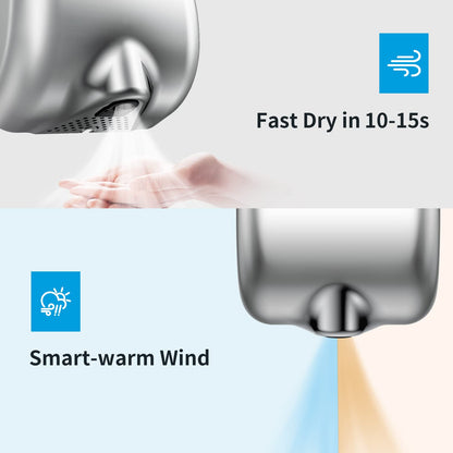 anydry 2800B Commercial Hand Dryer For Toilets,Heavy Duty Stainless Steel Electric Hand Dryers,With Banner.Polished