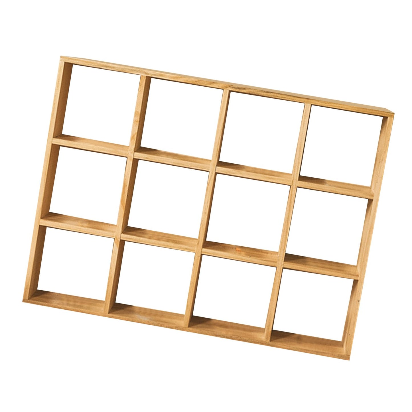Wood Shadow Box Shelf, 12 Grids Large Space Retro Action Figure Wooden Display Shelf Multipurpose Hand Polished for Study (Without Back Plate)