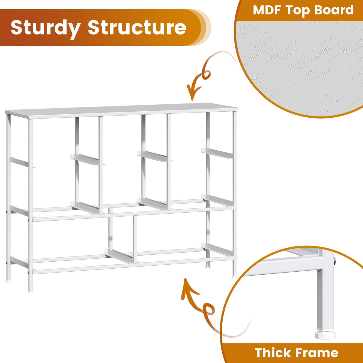 GoaHi Chest of Drawers, Fabric Dressers with Metal Frame and MDF Wooden Top Board, Adjustable Feet, Anti-Tip Safety