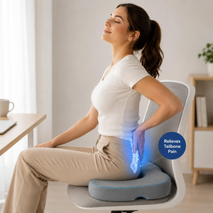Wonder Care Orthopedic Coccyx Cusion | High Density Memory Foam for Back Pain, Sciatica, Tailbone Relief Velvet Cover, 70Kg