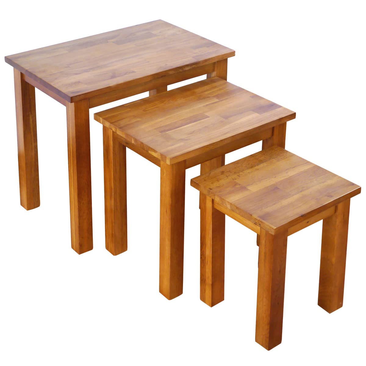 Aurotrice Nest of Tables OAK Solid Nesting 3 Tables Coffee Table Side/End/Lamp/Nesting Table