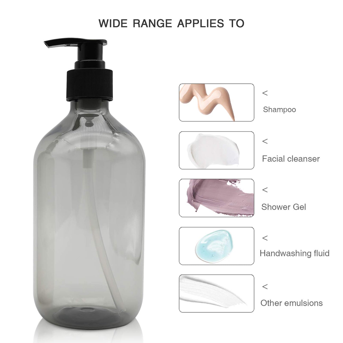 2 Pcs Empty Press Pump Bottles, 500ML/17oz Refillable Bottle for Cooking Sauces, Plastic Liquid Soap Dispenser Refillable Container for Essential