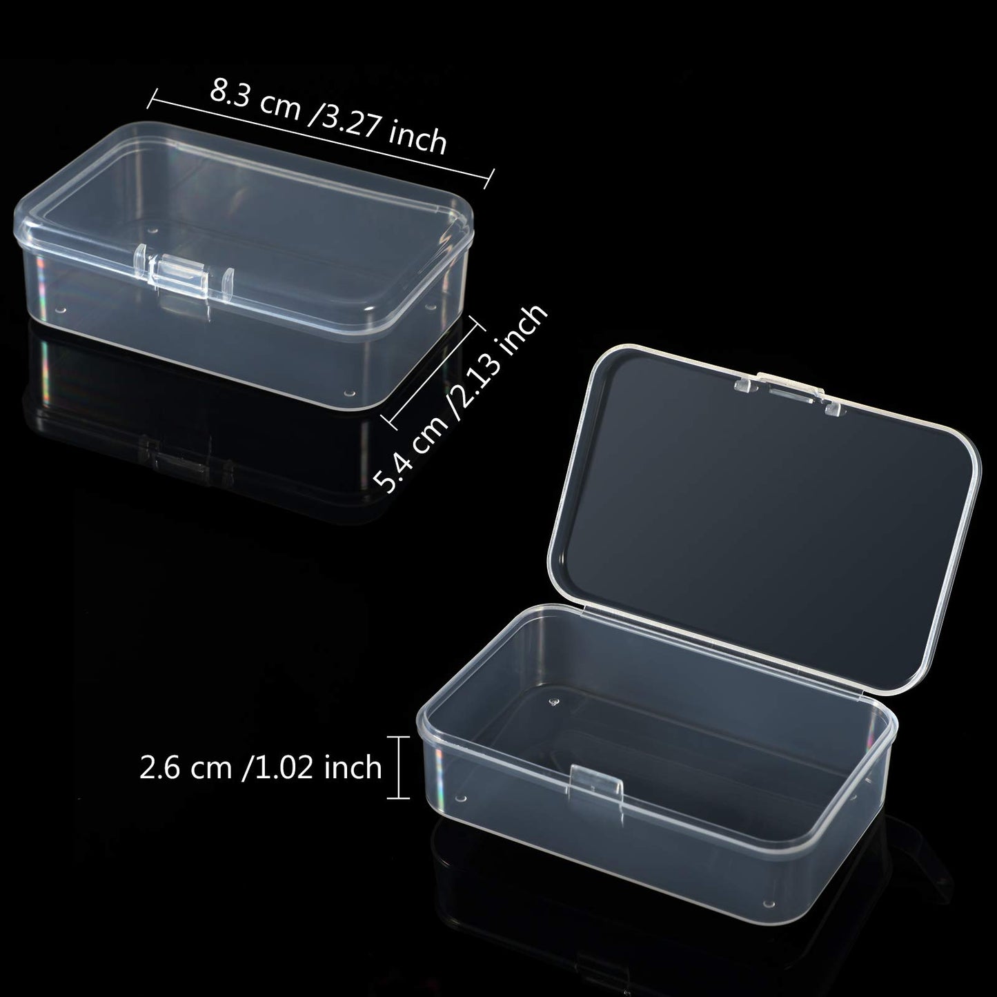 Jetec 6 Pieces Small Clear Plastic Storage Box,3.3 X 2.1 X 1 Inch