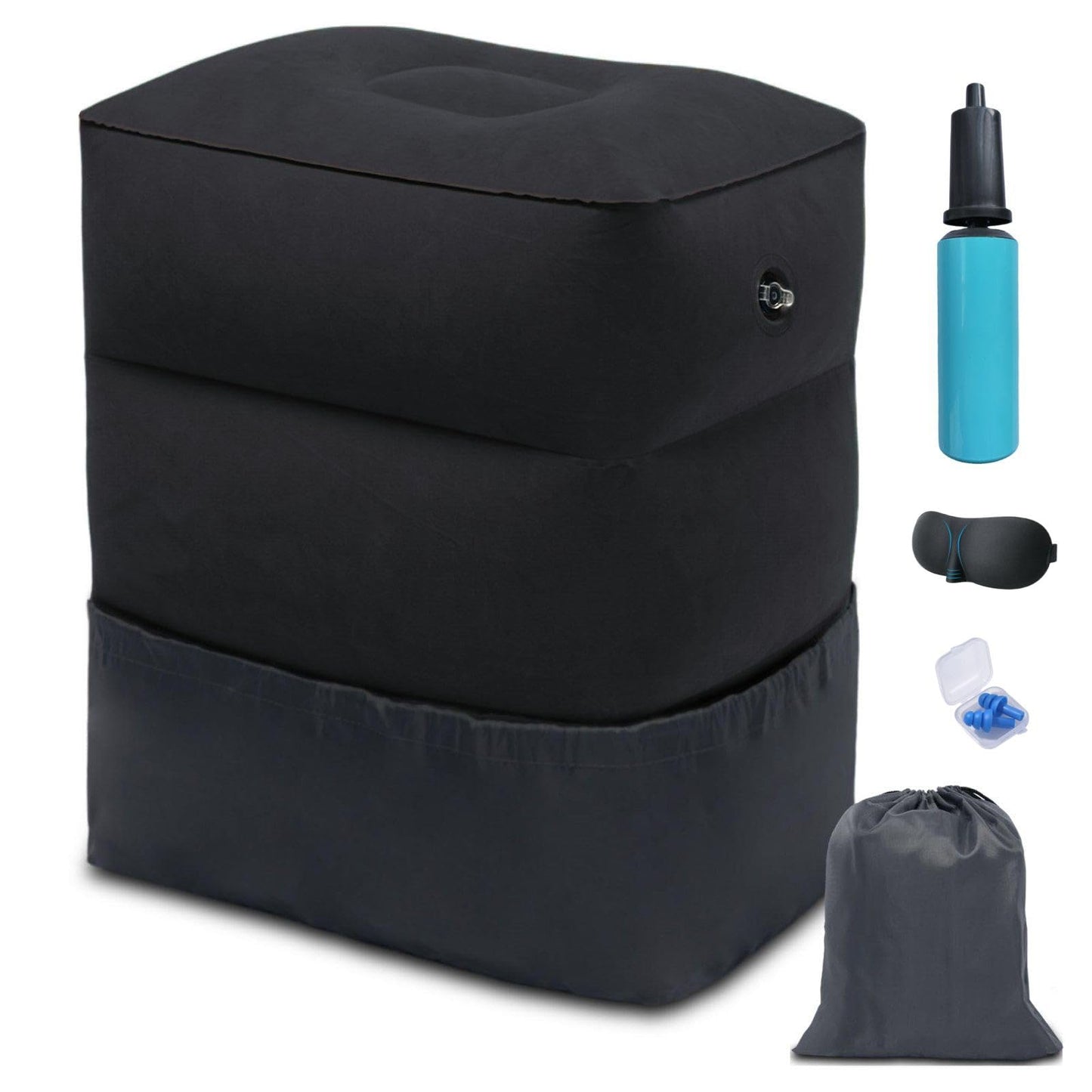 Inflatable Foot Rest Pillow, Airplane Travel Pillow, Multifunctional Adjustable 3 Layers Height Foot Rest