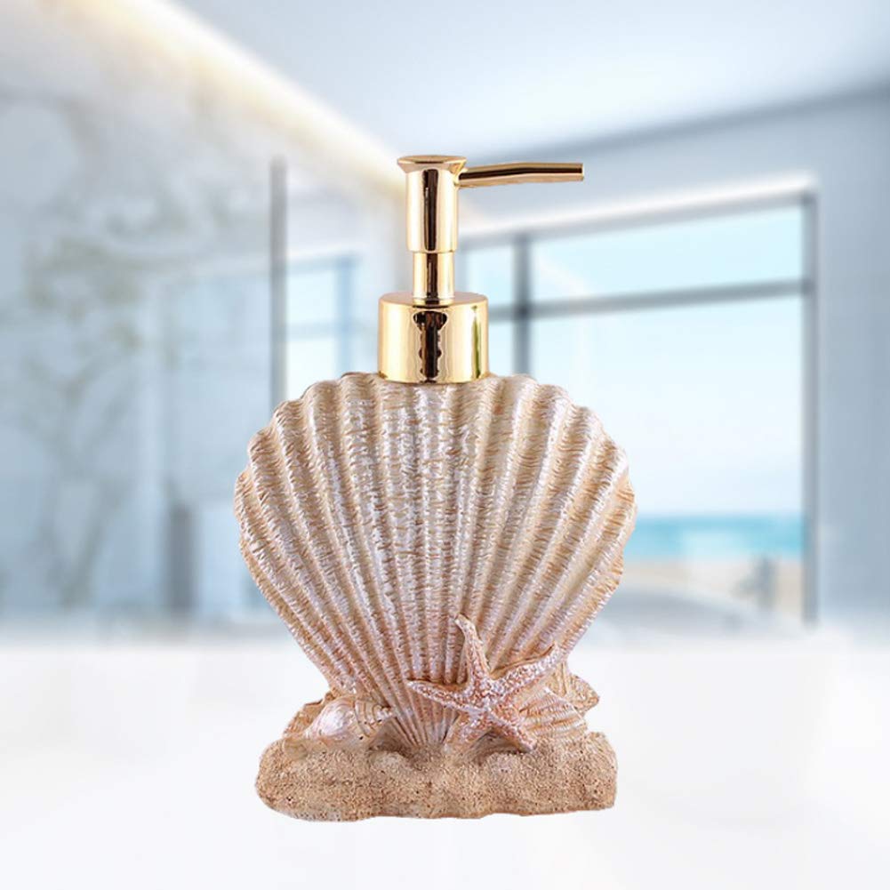 300ml Hotel Soap Gel Liquid Lotion Hand Press Bottle,Resin Material, Electroplating Press Head, Shell Shape Design for Bathroom