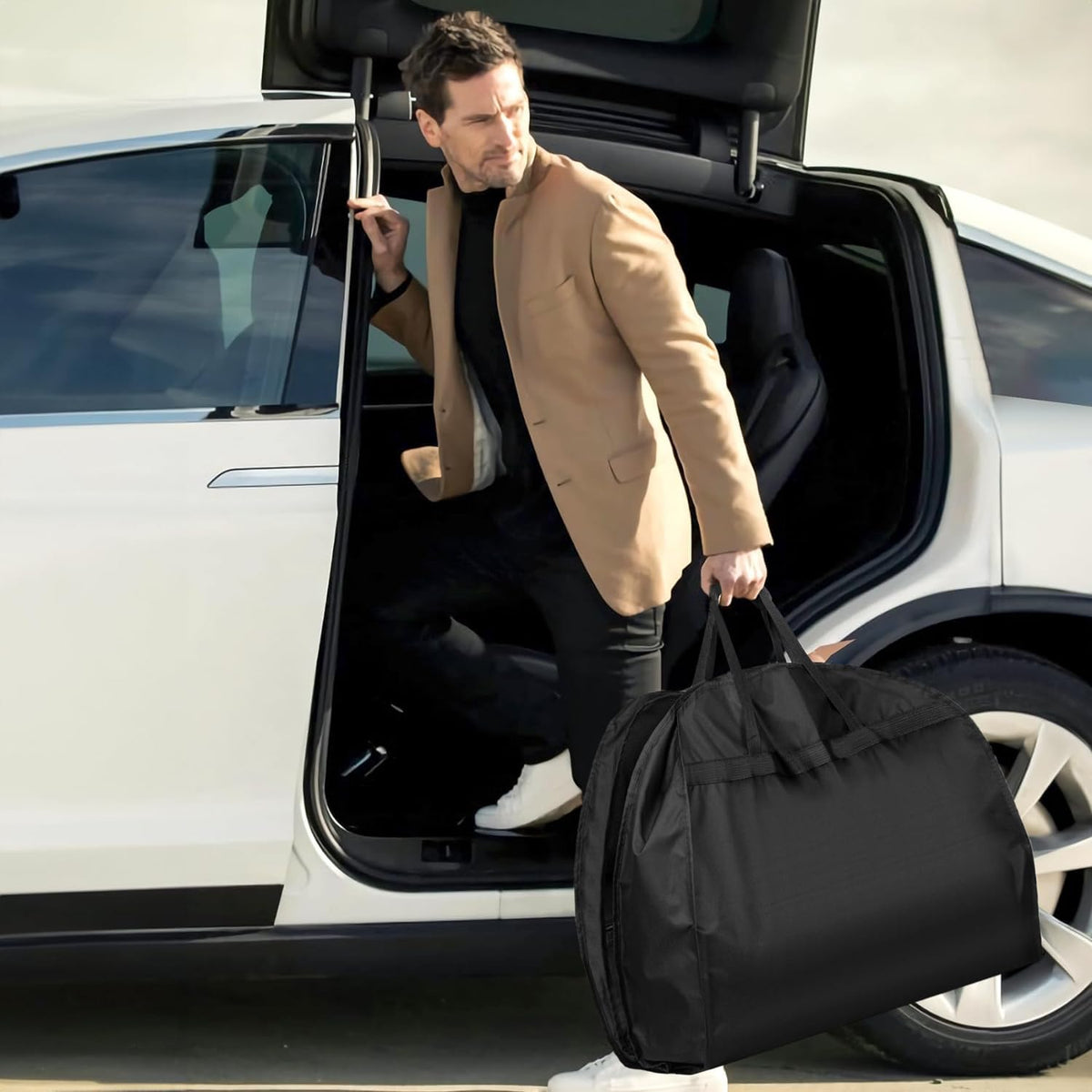 43" Heavy Duty Garment Bags for Travel 6.5" Gusseted Suit Bags for Closet Storage 2 Handles Hanging Clothes Bag with Pocket Cover for Shirts, Coats