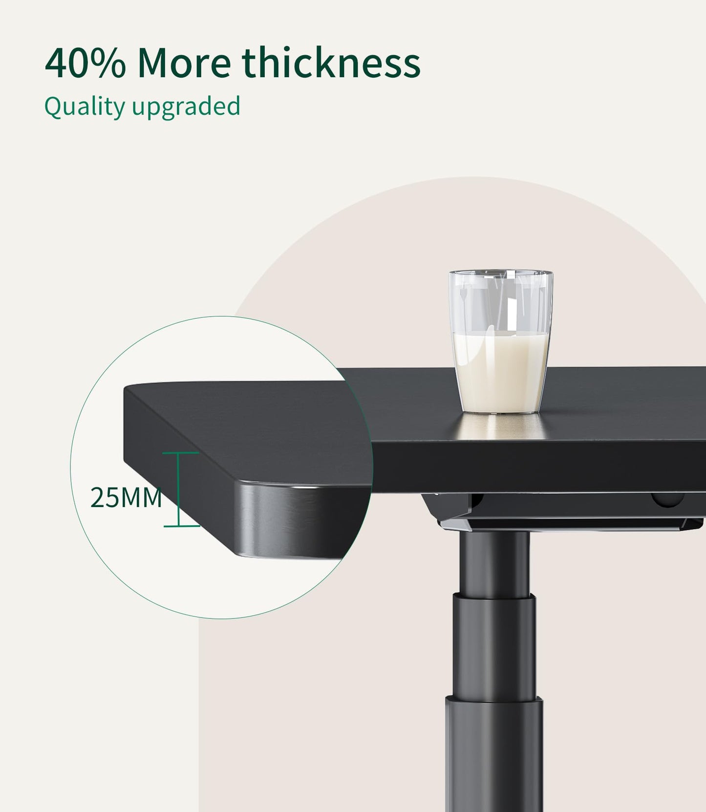 MAIDeSITe Table Top,Desktop for Height Adjustable Electric Standing Desk,Black,100 * 60 * 2.5 cm