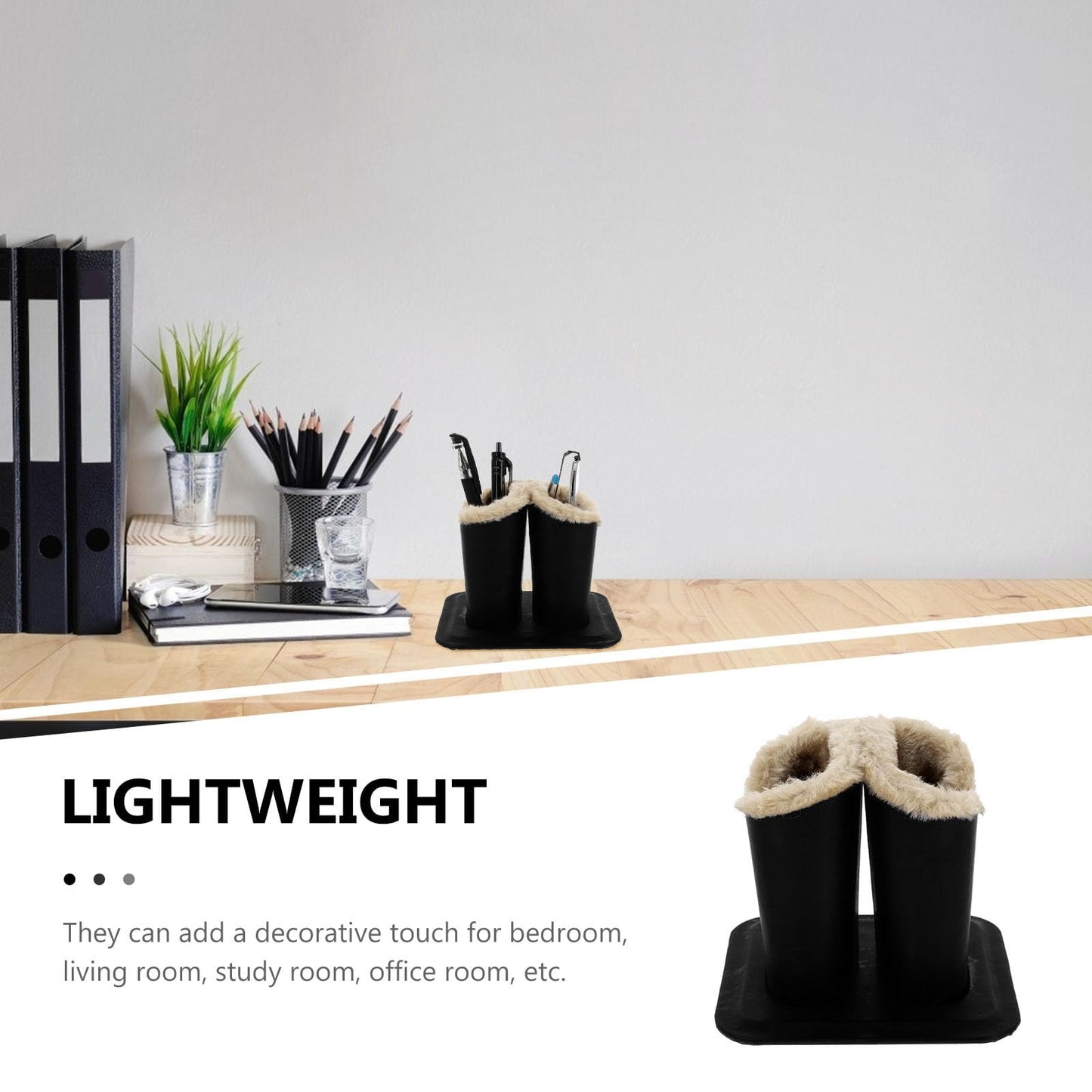 cabilock Plush Lining Double Upright Eyeglasses Holder Leather Spectacles Stand Glasses Case on Nightstand Desktop Sun Glasses Stand