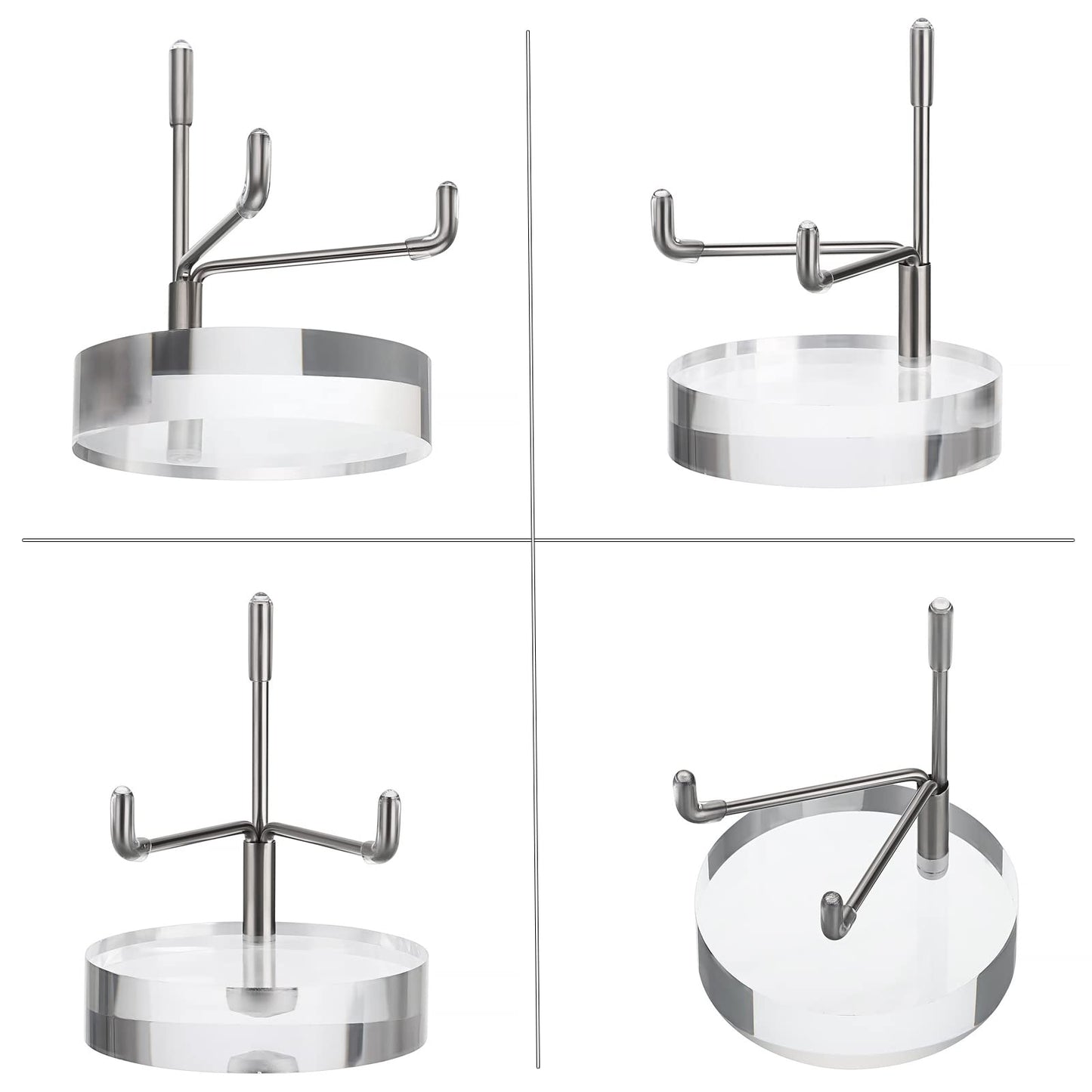 BTSKY Small Size Adjustable Silver Metal Arm Display Stand with Round Base