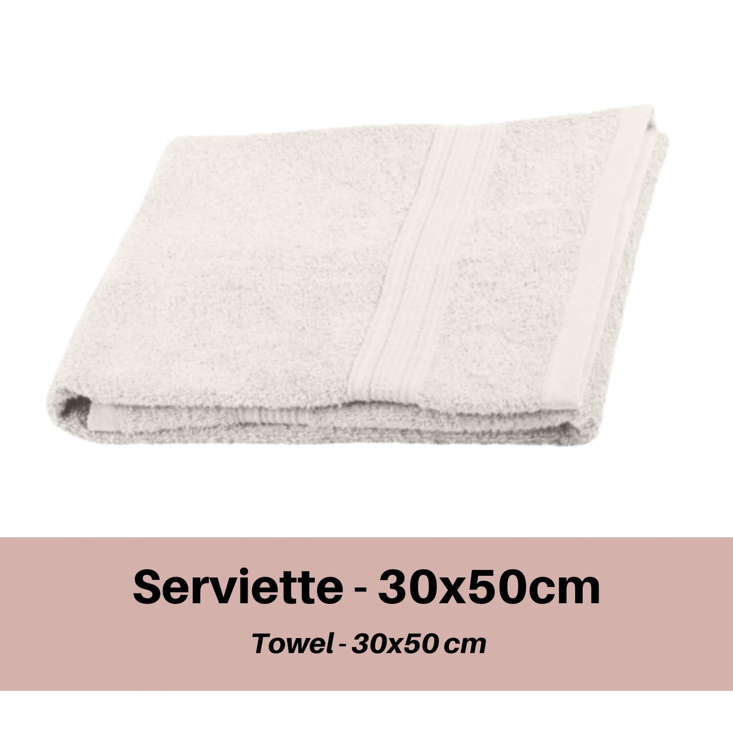 Stof - Bath Towel - Size 30 x 50 cm - 100% Organic Cotton - Ecru - Lagoon Model - Bath Linen - Wash at 40 cm