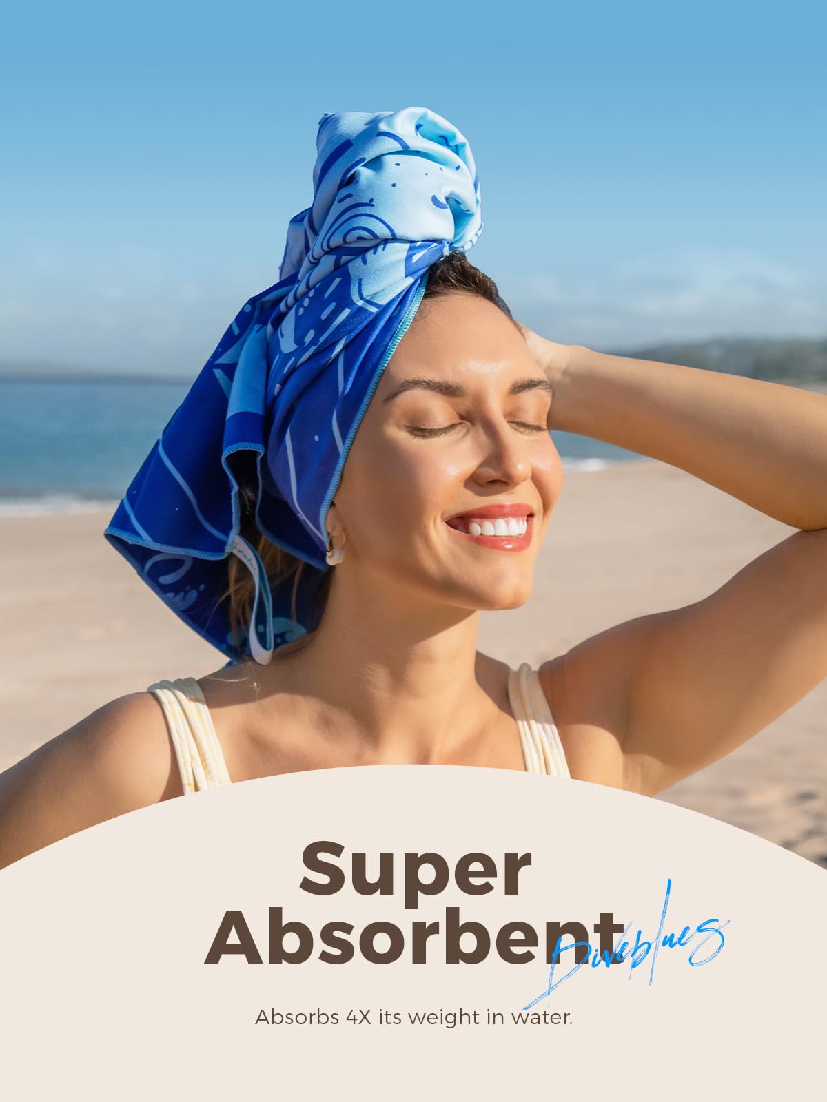 Diveblues Microfiber Beach Towel Fast Drying, Extra Large 79" x 57" Sand Free Beach Towel Super Lightweight Towels for Swimming Pool, Camping, Picnic