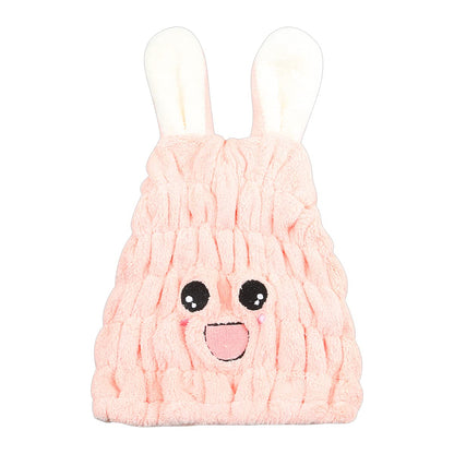Jagowa Hair Dry Hat Wrap Towel Cute Cartoon Ear Fleece Quick Drying Bath Cap Hair Turban Cap for Women Adults or Kids GirlsPink, White, Grey