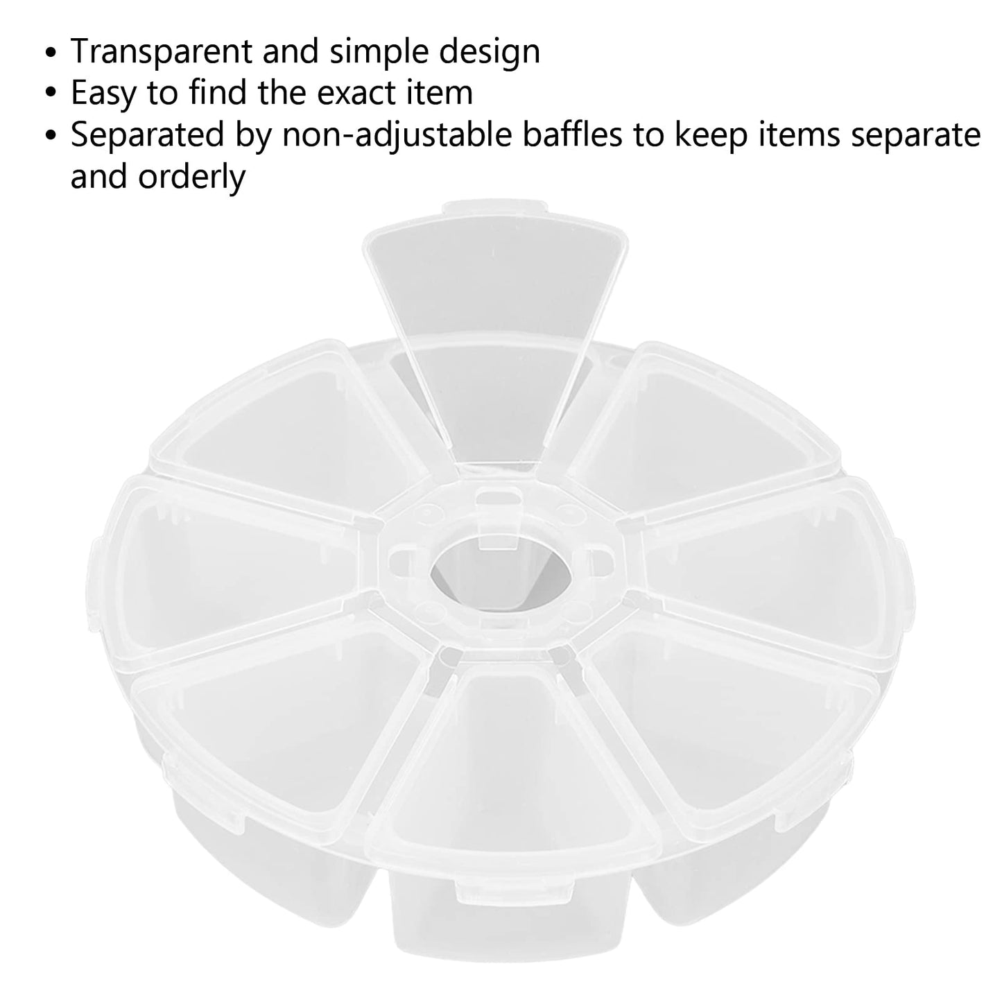 8 Grids Plastic Organizer Box Round Clear Storage Container Jewelry Box for Bead Nail Art Items Jewelry DIY Crafts Embroidery Thread Storage