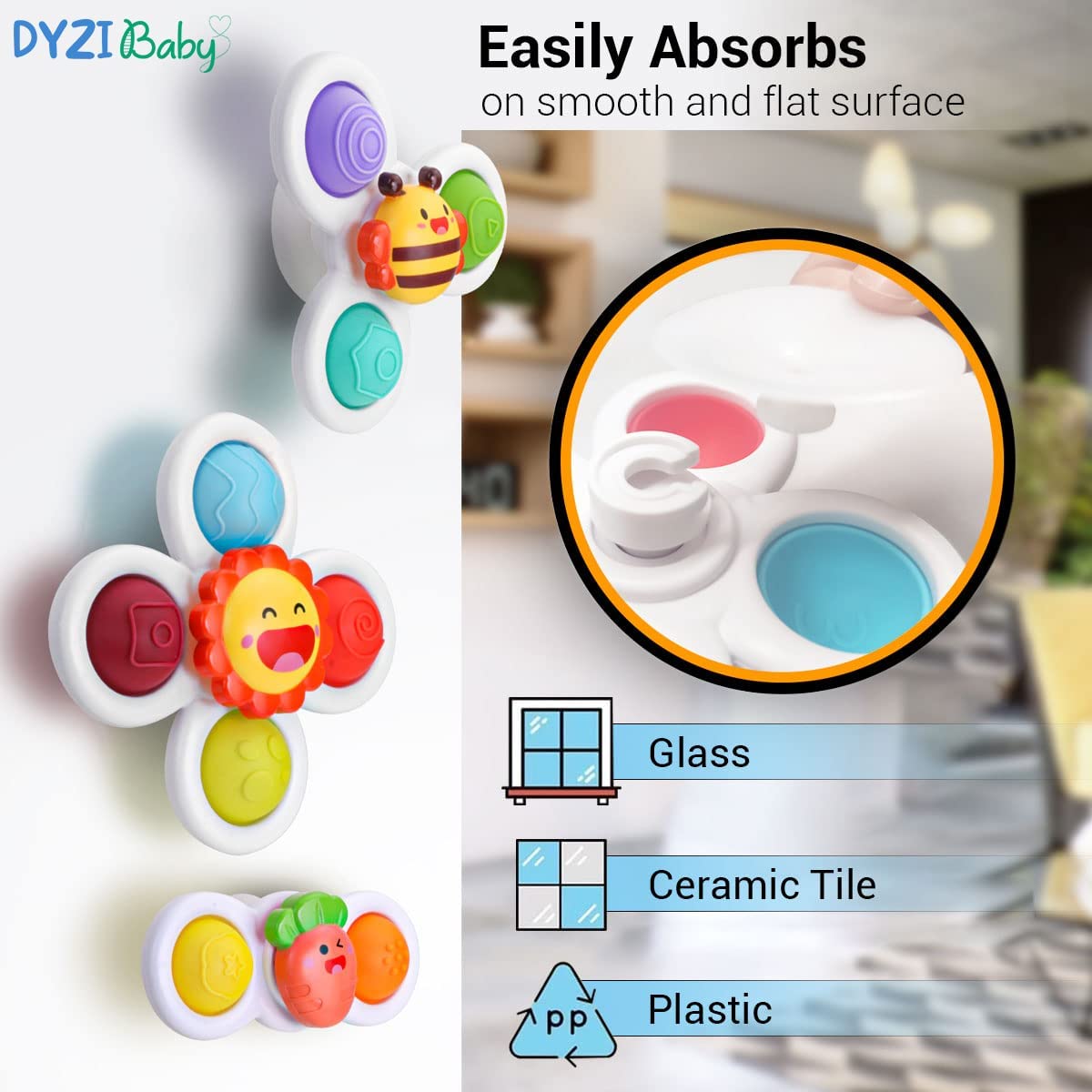 DYZI Suction Cup Spinner Fun Bath Toys