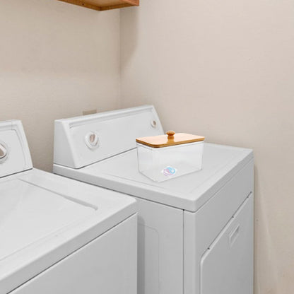 FUOYLOO Laundry Sheet Holder with Lid Container for Dryer Sheets and Dryer Balls Moisture Resistant Storage Organizer for Laundry Room