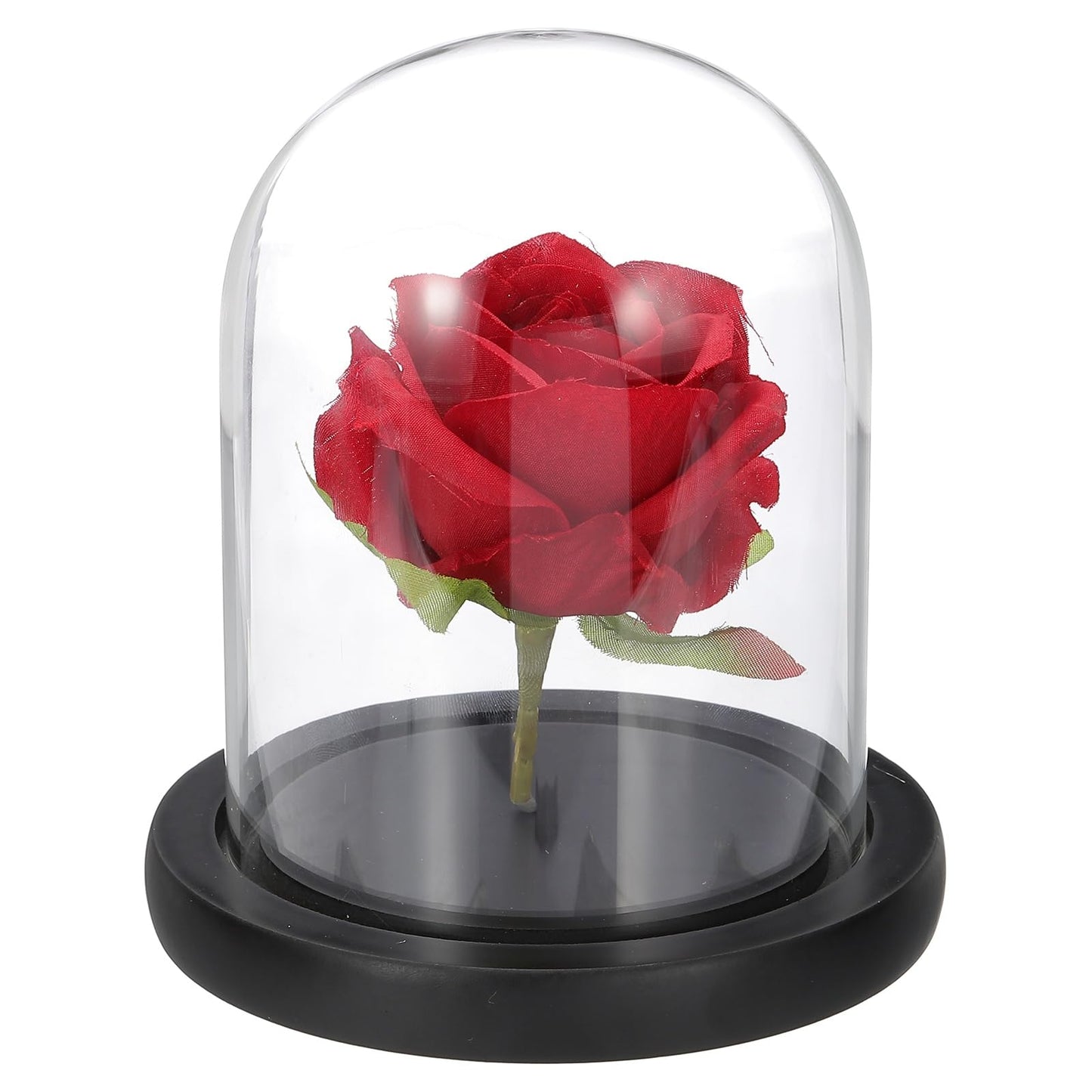sourcing map Glass Cloche Display Dome, 5.1" x 3.9" Glass Dome Display Case Wood Base Tabletop Jar Case Decorative Bell Jar for Plant Home Decor